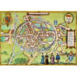 Georg Braun (1541-1622) and Frans Hogenberg (circa 1536-1588) - Coloured engraving - Birdseye view