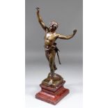 Eugene Marioton (1854-1933) - Brown patinated bronze figure of an archer, his arms held in