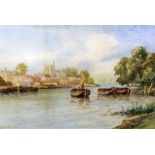 Arthur Gordon (1883-1944) - Watercolour - "The River at Twickenham", 13.5ins x 19.75ins, signed