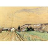 *** Joseph-Victor Roux-Champion (1871-1953) - Two pastel and watercolour wash drawings - "Paysage,