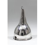 A George III plain silver wine funnel with reeded mounts to rim, the pierced liner with cast