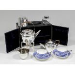 A late Victorian plated picnic set, designed by Christopher Dresser and made by Hukins and Heath No.
