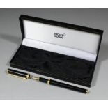 A modern Mont Blanc "Noblesse Oblige" fountain pen in black finish, contained in fitted box with