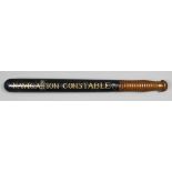 A Victorian turned wood truncheon inscribed in gilt on a blue ground "Navigation Constable", the