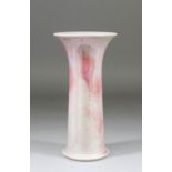 A Ruskin pink lustre glazed pottery trumpet shaped vase, 10ins high (impressed marks and dated