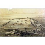 William Alexander Ansted (fl. late 19th Century) - Etching - "Birds-eye  view taken from above Dover
