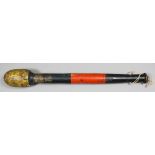 A George IV turned wood truncheon painted with a royal crown over "G.IV.R" with red and black