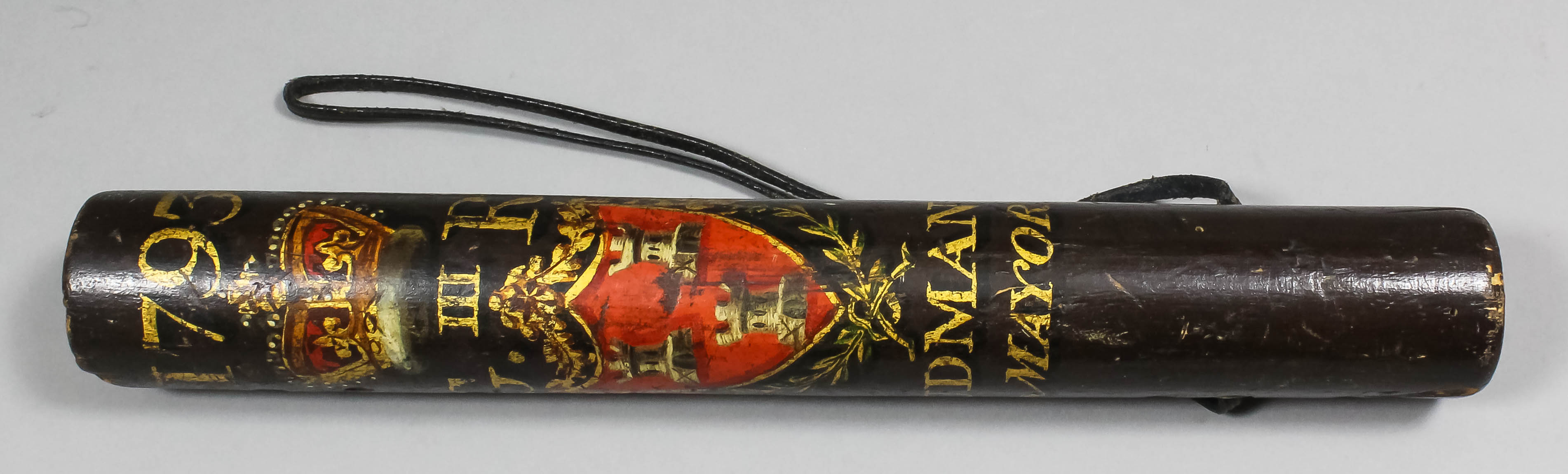 A George III plain wood truncheon or tipstaff painted with date "1793" over a crown with "GR3"