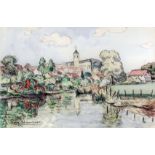 ***Joseph-Victor Roux-Champion (1871-1953) - Pastel and watercolour wash drawing - French river
