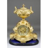 A 19th Century French gilt metal cased mantel clock by Japy Freres, No. 9177, the 3.5ins diameter