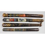 A William IV/Victorian turned wood truncheon with ball end, painted with "W1VR" and overpainted "