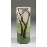 An early 20th Century Legras cameo glass landscape vase, 7.25ins high, signed "Legras" (shallow chip