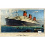 William MacDowell (1888-1950) - Poster for the "Cunard White Star Line" - "Queen Mary" - The "