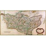 Robert Morden (fl. 1668-1703) - Coloured engraving - "Kent" - Map of the County showing Hundreds,