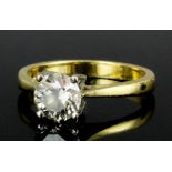 A modern 18ct white gold and platinum mounted diamond solitaire ring, the brilliant cut stone 1.09ct