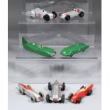 A Dinky diecast Mercedes Benz racing car and six other Dinky diecast racing car models, various
