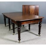 An early Victorian mahogany extending dining table, comprising two D-shaped end sections (each