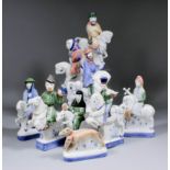 A collection of fourteen modern Rye pottery slip cast figures from "Chaucer's Canterbury Tales", all