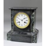A 19th Century French black marble cased mantel clock by Japy Freres, No. 42450, the 3.5ins diameter