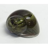 MODERN DAUM, FRENCH COLOURED GLASS SNAIL SHELL PATTERN PAPERWEIGHT, cased in mottled tones of pale