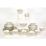 PRE-WAR ROYAL WORCESTER PORCELAIN 40 PIECE 'LADY EVELYN' PATTERN TEA/COFFEE SERVICE, brown printed