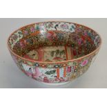 TWENTIETH CENTURY CHINESE ENAMELLED PORCELAIN LARGE BOWL, of steep sided, footed form, painted in