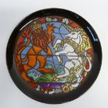 POOLE POTTERY LIMITED EDITION ROYAL COMMEMORATIVE WALL PLAQUE, 1977, decorated in colours with a