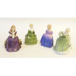 FOUR ROYAL DOULTON CHINA SMALL FIGURES 'Fair Maiden' HN 2211, 5 1/4" (13.3cm) high, 'Affection' HN