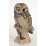 ARTIST SIGNED POOLE POTTERY MODEL OF AN OWL, by B. Linley Adams, oatmeal glazed with dark brown