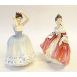 TWO ROYAL DOULTON CHINA FIGURES, 'Southern Belle' HN 2229, 8" (20.3cm) high and 'Sheila' HN 2742,