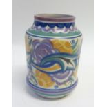 CARTER, STABLER, ADAMS, POOLE POTTERY VASE of footed cylindrical form with tapering neck, floral