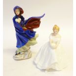 TWO ROYAL DOULTON CHINA FIGURES ' May', HN 2746, 8" (20.3cm) high and 'Heather' HN 2956, 6" (15.2cm)