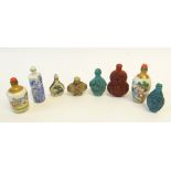 COLLECTION OF TWENTY THREE MODERN CHINESE SNUFF BOTTLES, including a white metal mounted hardstone