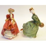 TWO ROYAL DOULTON CHINA FIGURES, 'Top O'The Hill', HN 1834, 7 1/4" (18.4cm) high and 'Grace' HN