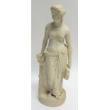 ART UNION OF LONDON 1846, COPELAND PARIAN SEMI-NUDE FEMALE FIGURE, modelled with tambourine,