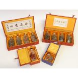 COLLECTION OF TWENTY SIX MODERN CHINESE REVERSE PAINTED GLASS SNUFF BOTTLES, comprising six sets