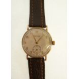 GENTS ROTARY, 9CT GOLD CASED WRIST WATCH, 15 jewel movement, silvered arabic dial with subsidiary