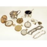 DURACY, ROLLED GOLD CASED HUNTER POCKET WATCH, keyless movement, with white porcelain roman dial