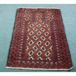 BALUCHI PERSION HAND KNOTTED WOOLEN PRAYER RUG OF TURKOMON STYLE WITH AN ALL OVER DESIGN OF GIRLS IN