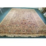 PRADO SUPER 'KASHAN' PATTERN MACHINE WOVEN PURE WOOL PILE BORDERED CARPET, WITH ALL-OVER FORMAL