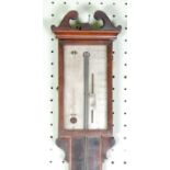 LATE EIGHTEENTH/EARLY NINETEENTH CENTURY MAHOGANY AND LINE INLAID STICK BAROMETER, signed B.