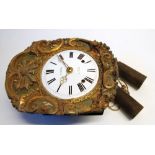 R. BORIE, A TULLE, TWIN WEIGHT WALL CLOCK, the 9 1/2" enamelled roman dial powered by a