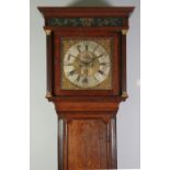 GEORGE III OAK AND MAHOGANY CROSSBANDED LONGCASE CLOCK, signed Richardson, Weverham, the 13 1/2"