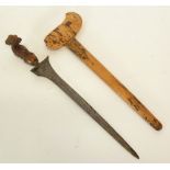 SOUTH EAST ASIA PROBABLY MALAYAN EARLY TWENTIETH CENTURY KRIS, having watered double edge blade,