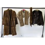 TWO TONE PALE MINK LADIES SHOULDER WRAP/CAPE, with narrow rounded collar, DARK MINK AND BROWN