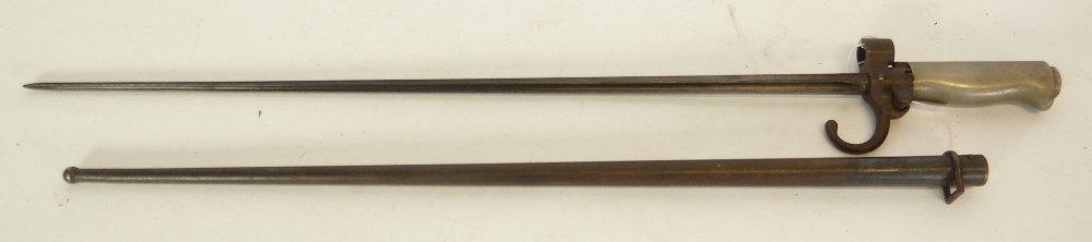 FRENCH, LATE NINETEENTH CENTURY EPÉE BAIONETTE MLE86 CIRCA 1889, having long tapering blade, 20 1/2"