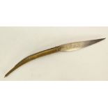 NINETEENTH CENTURY PROBABLY SPANISH NAVAJA FOLDING KNIFE, the pointed leaf shaped blade with