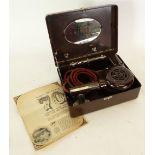 ORMOND PRE WAR BROWN BAKELITE HAIR DRYER, in original bakelite box, with mirror to underside of