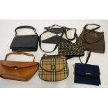 LADY'S BURBERRY'S TARTAN FABRIC AND BROWN LEATHER SMALL SHOULDER BAG, Made in Italy, 4 VINTAGE