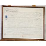 THREE NINETEENTH CENTURY INDENTURES,  framed and glazed,  21 1/2" x 29 1/4" (54.6cm x 74.3cm) and